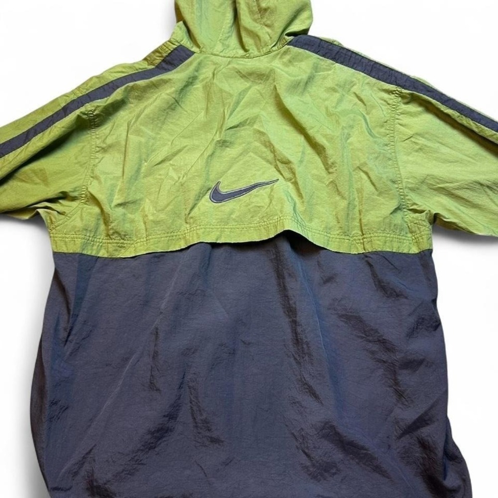 Vintage 90s Nike Center Swoosh Zip Windbreaker Pullover Jacket Two Tone Large - Picture 2 of 5